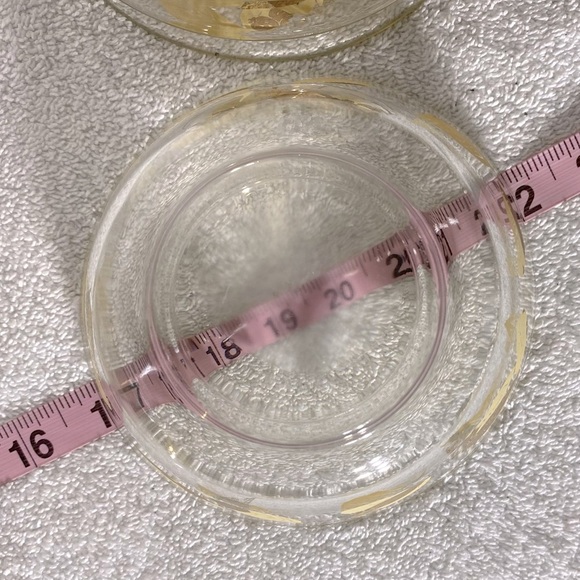 Vintage MCM Gold Leaf Large Glass Salad Bowl With 4 Matching Small Bowls - Picture 2 of 16